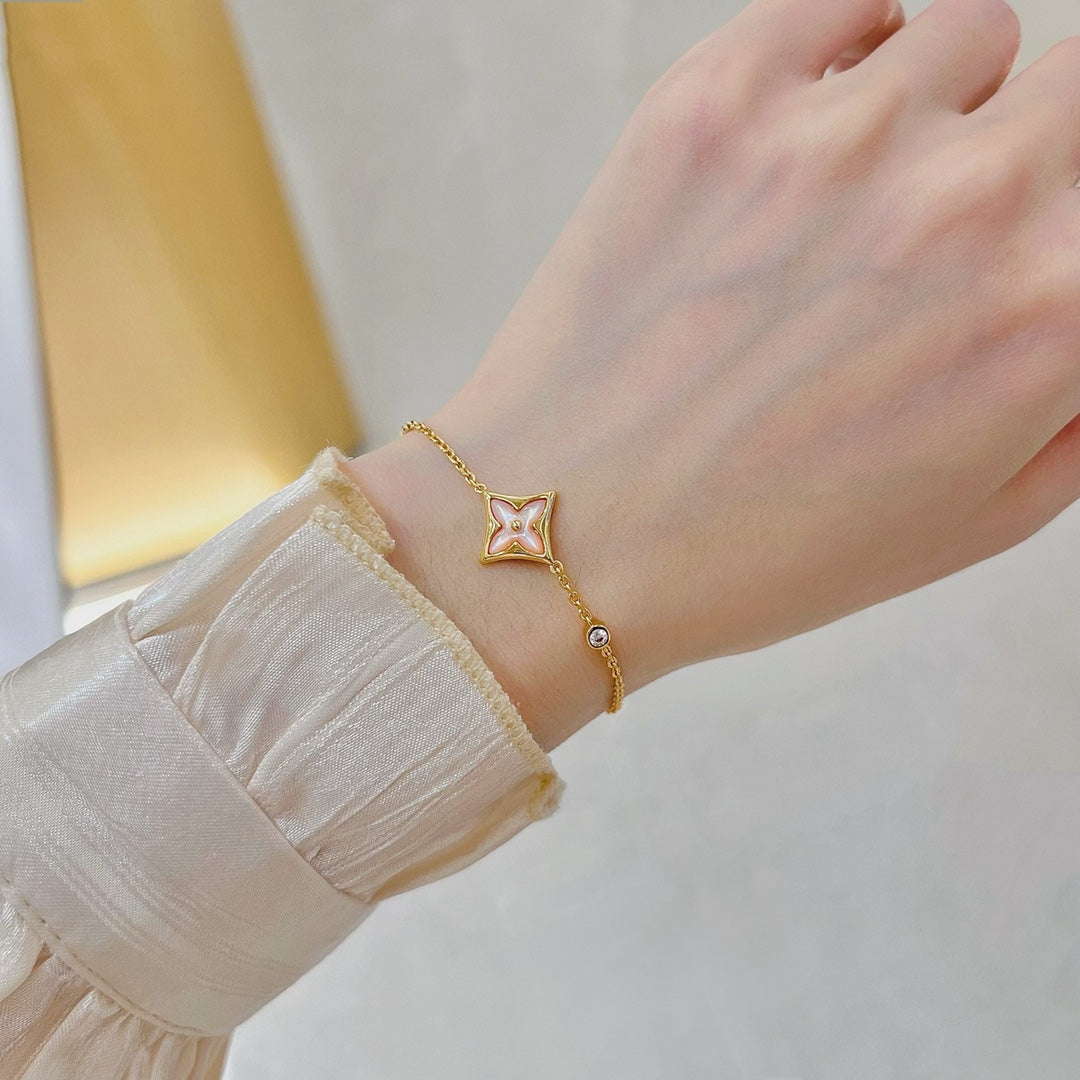 [Ornora Jewelry]STAR 1 DIAMOND PINK GOLD BRACELET