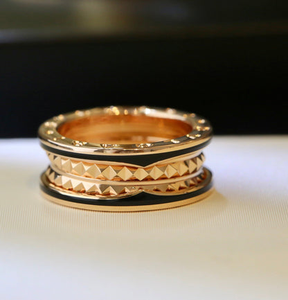 [Ornora Jewelry]ZERO 1 PINK GOLD BLACK CERAMIC RING