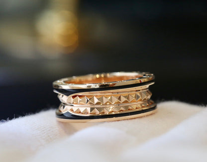 [Ornora Jewelry]ZERO 1 PINK GOLD BLACK CERAMIC RING