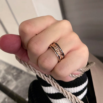 [Ornora Jewelry]ZERO 1 PINK GOLD BLACK CERAMIC RING