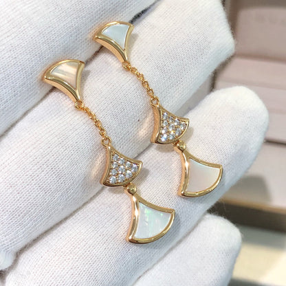 [Ornora Jewelry]DREAM EARRINGS 3 MOTIFS DIAMOND MOP PINK GOLD