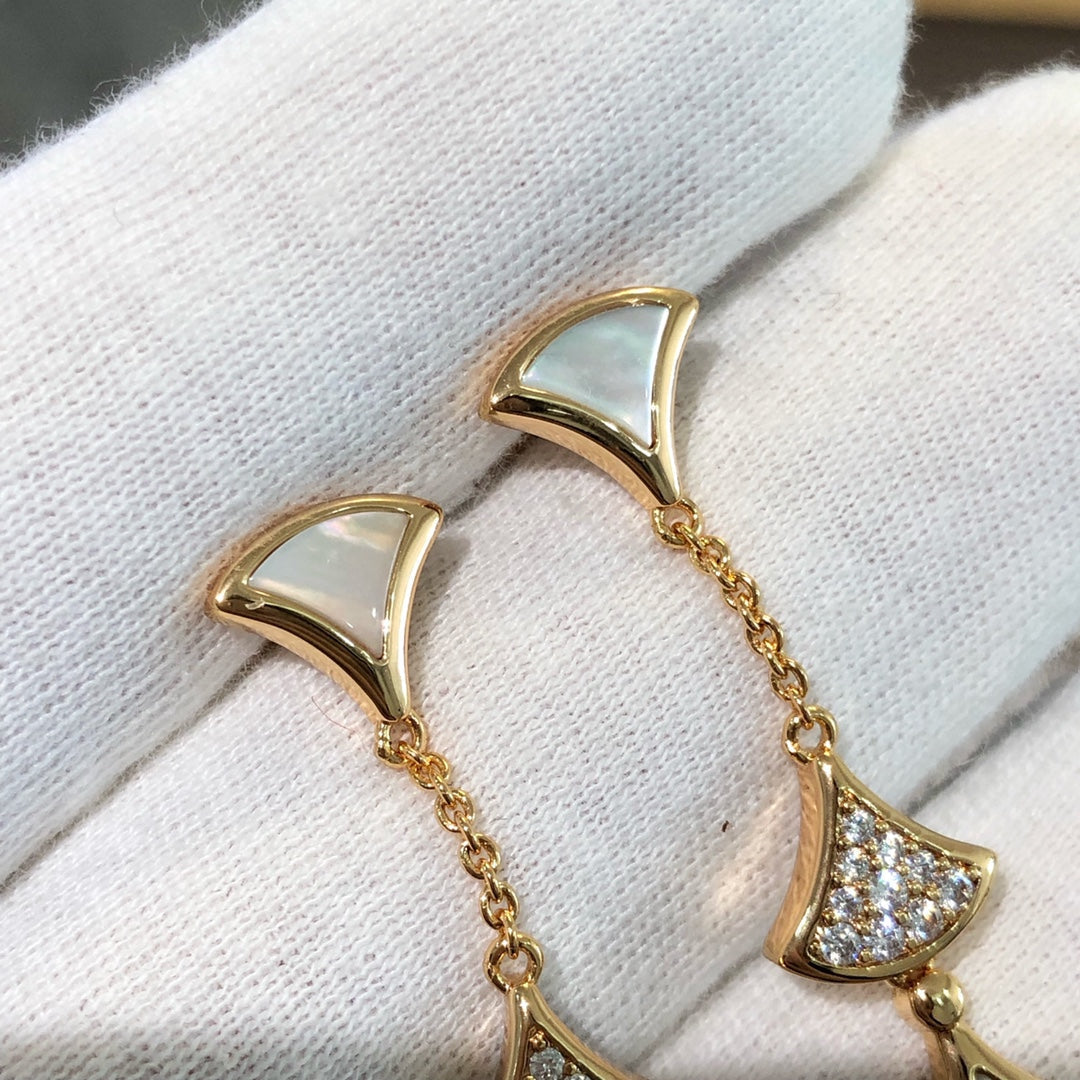 [Ornora Jewelry]DREAM EARRINGS 3 MOTIFS DIAMOND MOP PINK GOLD
