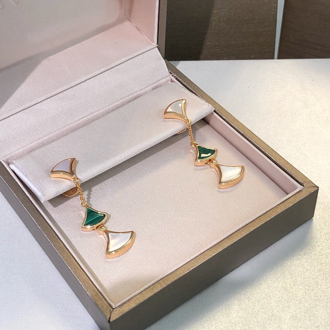 [Ornora Jewelry]DREAM EARRINGS 3 MOTIFS MALACHITE MOP PINK GOLD