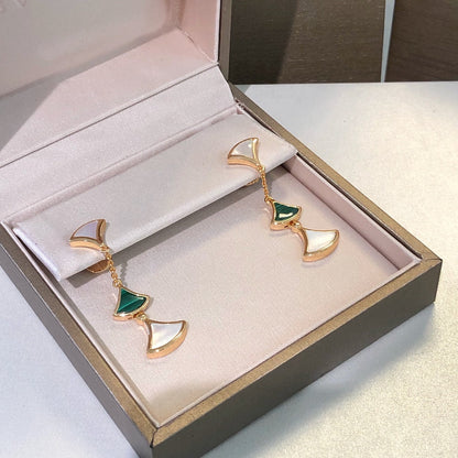 [Ornora Jewelry]DREAM EARRINGS 3 MOTIFS MALACHITE MOP PINK GOLD