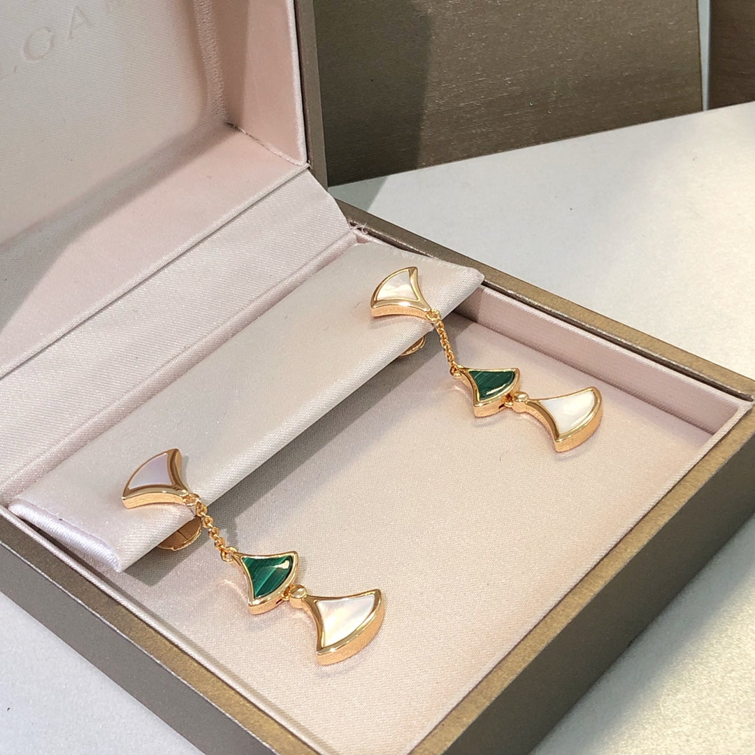 [Ornora Jewelry]DREAM EARRINGS 3 MOTIFS MALACHITE MOP PINK GOLD
