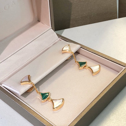 [Ornora Jewelry]DREAM EARRINGS 3 MOTIFS MALACHITE MOP PINK GOLD