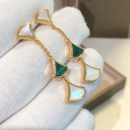 [Ornora Jewelry]DREAM EARRINGS 3 MOTIFS MALACHITE MOP PINK GOLD
