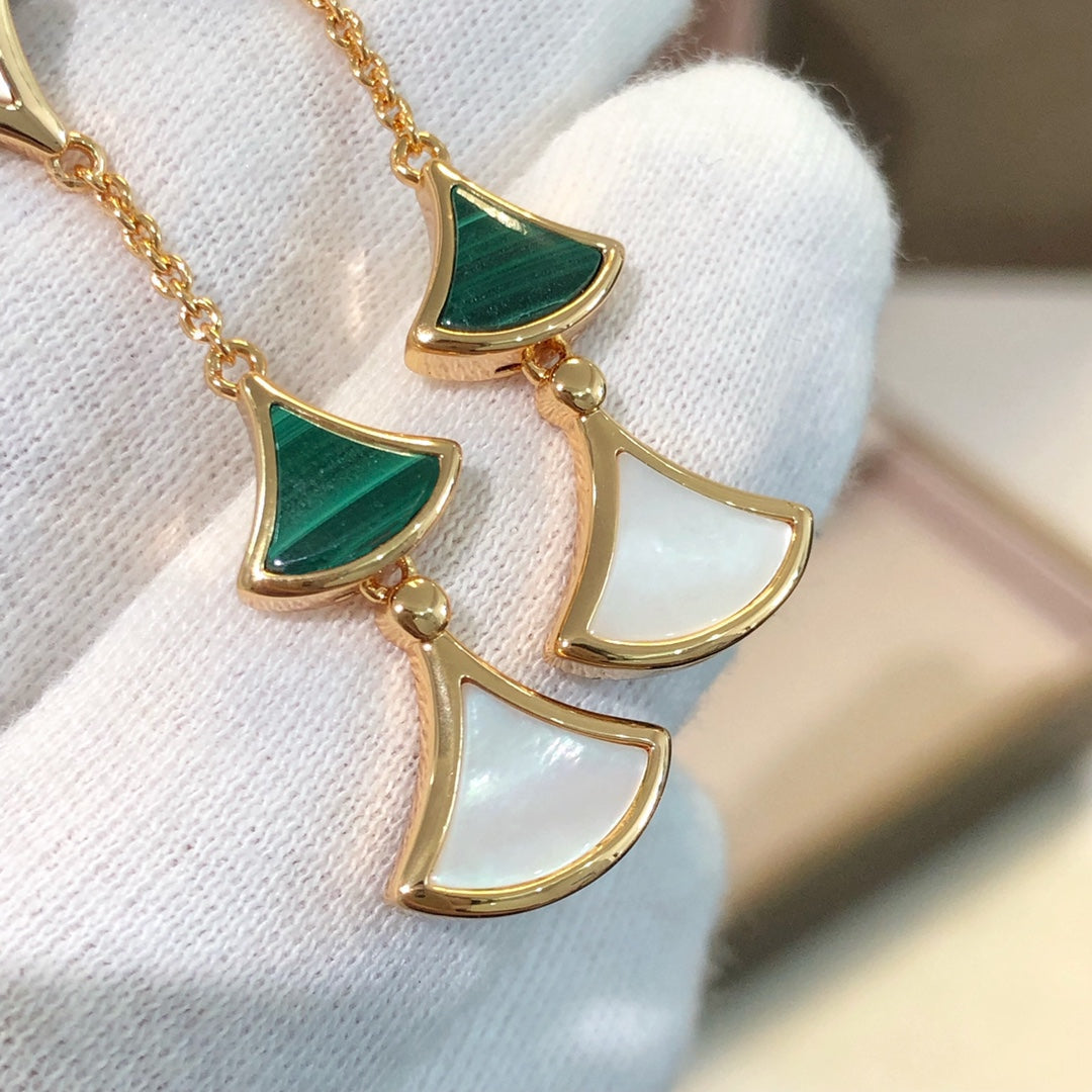 [Ornora Jewelry]DREAM EARRINGS 3 MOTIFS MALACHITE MOP PINK GOLD