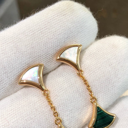 [Ornora Jewelry]DREAM EARRINGS 3 MOTIFS MALACHITE MOP PINK GOLD