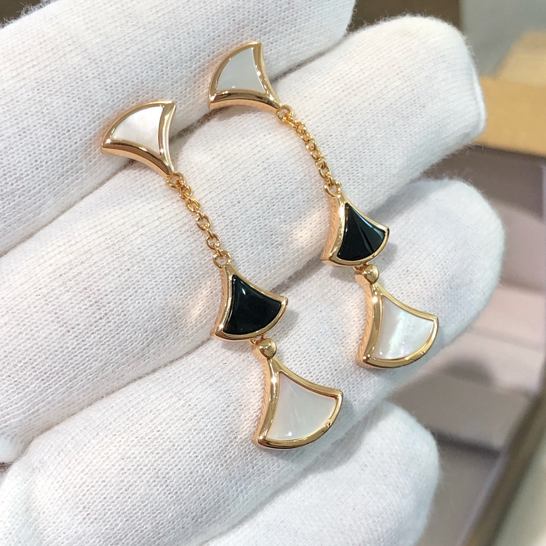 [Ornora Jewelry]DREAM EARRINGS 3 MOTIFS ONYX MOP PINK GOLD