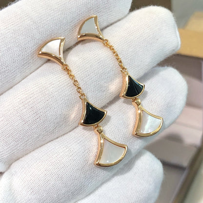 [Ornora Jewelry]DREAM EARRINGS 3 MOTIFS ONYX MOP PINK GOLD