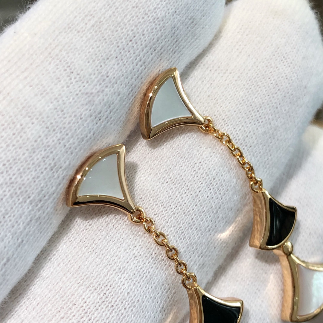 [Ornora Jewelry]DREAM EARRINGS 3 MOTIFS ONYX MOP PINK GOLD