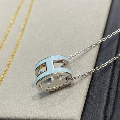 [Ornora Jewelry]POP H LIGHT BLUE NECKLACE