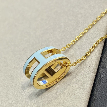 [Ornora Jewelry]POP H LIGHT BLUE NECKLACE