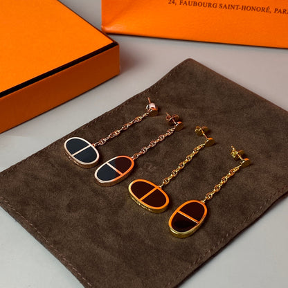 [Ornora Jewelry]CHAINE VERSO BLACK CERAMIC EARRINGS