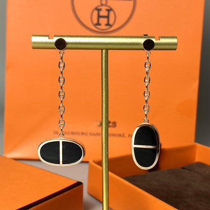 [Ornora Jewelry]CHAINE VERSO BLACK CERAMIC EARRINGS