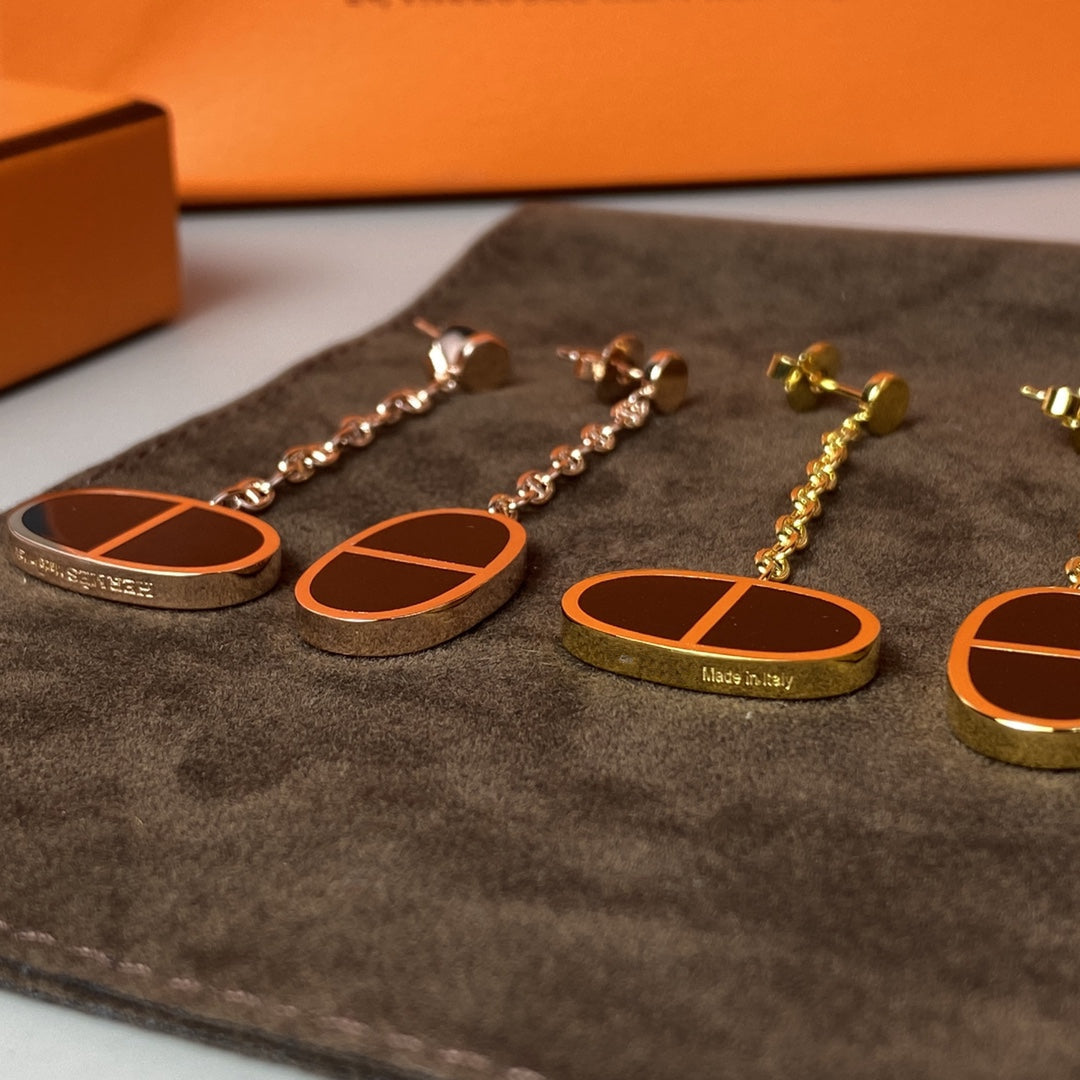 [Ornora Jewelry]CHAINE VERSO BLACK CERAMIC EARRINGS