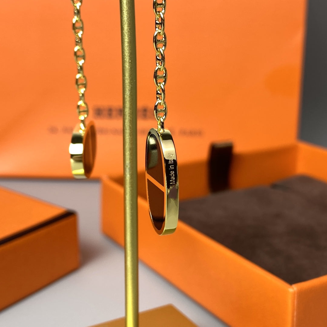 [Ornora Jewelry]CHAINE VERSO BLACK CERAMIC EARRINGS