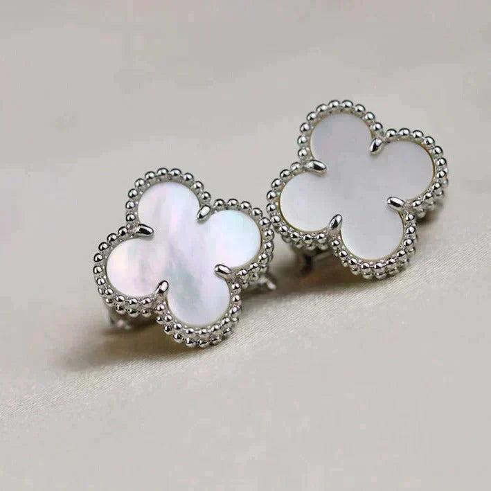 [Ornora Jewelry]CLOVER MEDIUM 1 MOTIFS  WHITE MOP EARRINGS SILVER