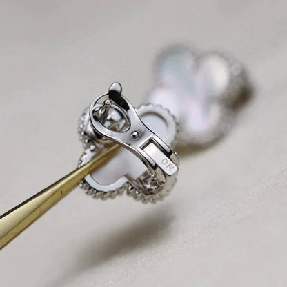 [Ornora Jewelry]CLOVER MEDIUM 1 MOTIFS  WHITE MOP EARRINGS SILVER