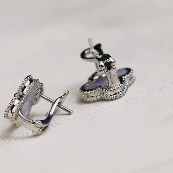 [Ornora Jewelry]CLOVER MEDIUM 1 MOTIFS  WHITE MOP EARRINGS SILVER