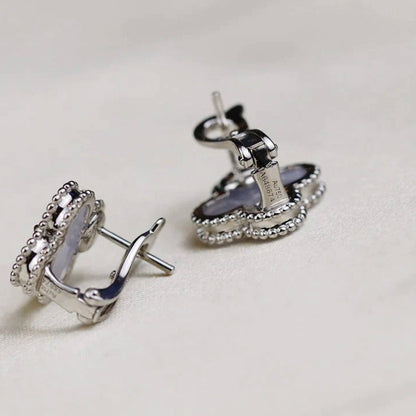 [Ornora Jewelry]CLOVER MEDIUM 1 MOTIFS  WHITE MOP EARRINGS SILVER
