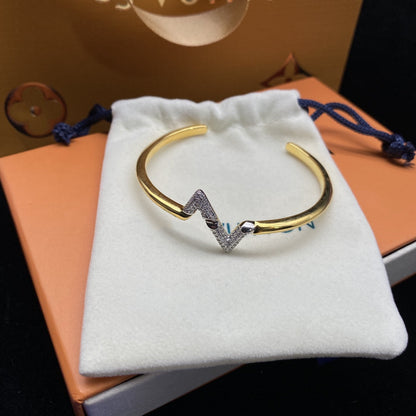 [Ornora Jewelry]VOLTE UPSITE DOWN DIAMOND GOLD OPEN BRACELET