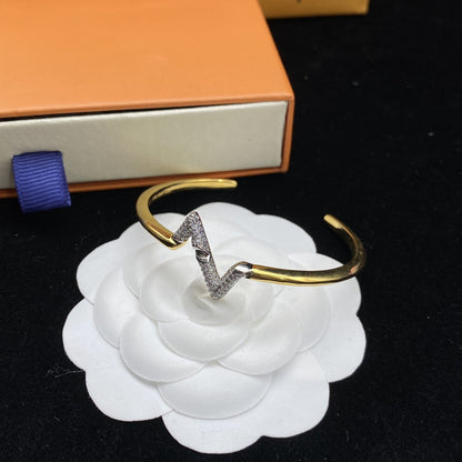 [Ornora Jewelry]VOLTE UPSITE DOWN DIAMOND GOLD OPEN BRACELET