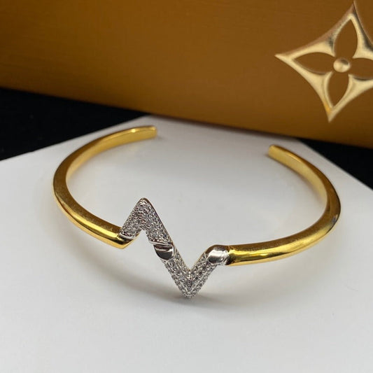 [Ornora Jewelry]VOLTE UPSITE DOWN DIAMOND GOLD OPEN BRACELET