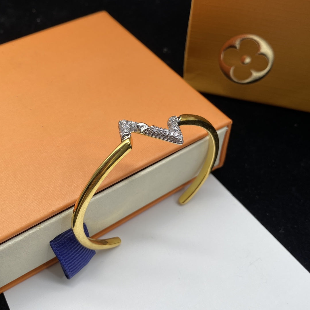 [Ornora Jewelry]VOLTE UPSITE DOWN DIAMOND GOLD OPEN BRACELET