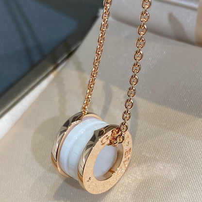 [Ornora Jewelry]ZERO 1 WHITE CERAMIC PINK GOLD NECKLACE