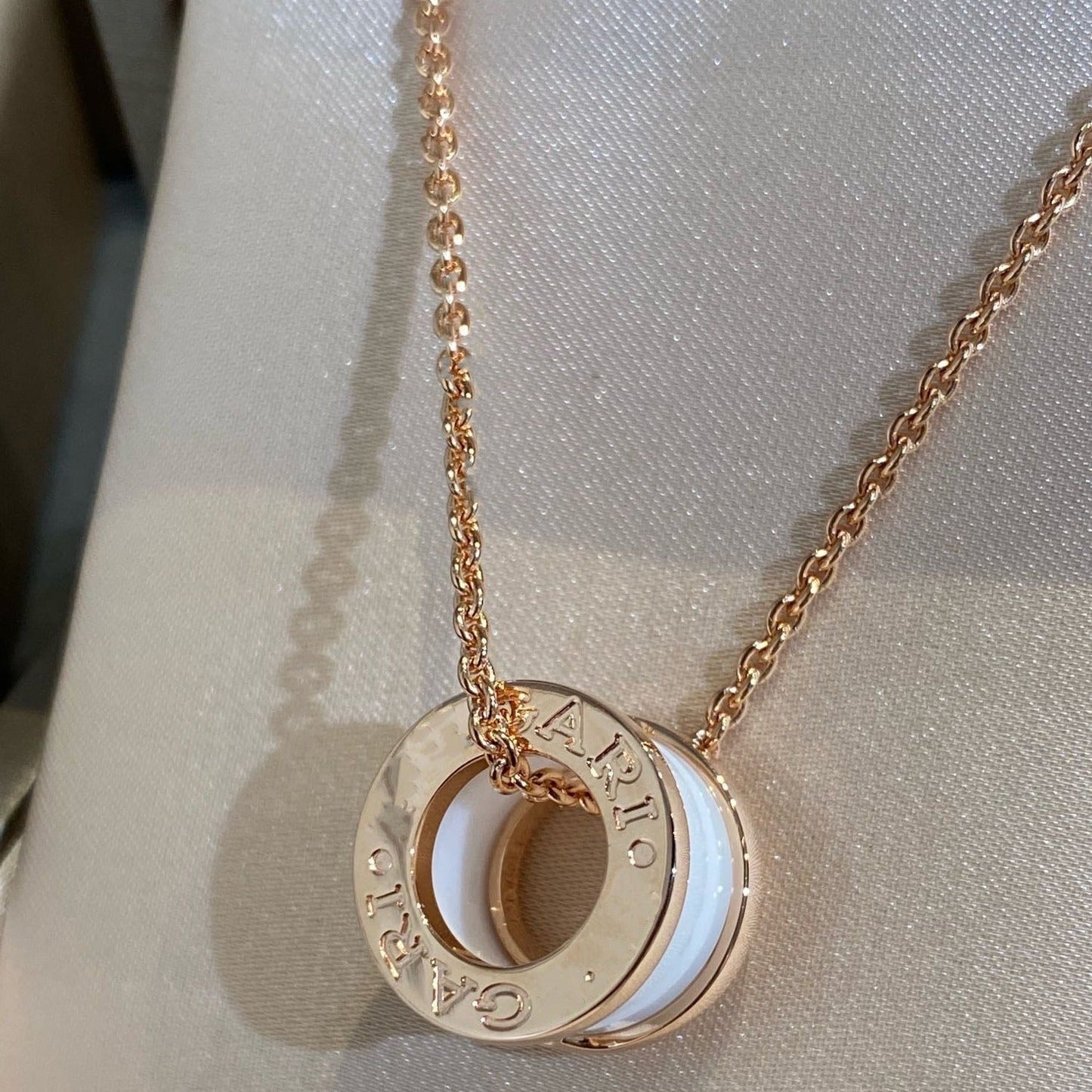[Ornora Jewelry]ZERO 1 WHITE CERAMIC PINK GOLD NECKLACE