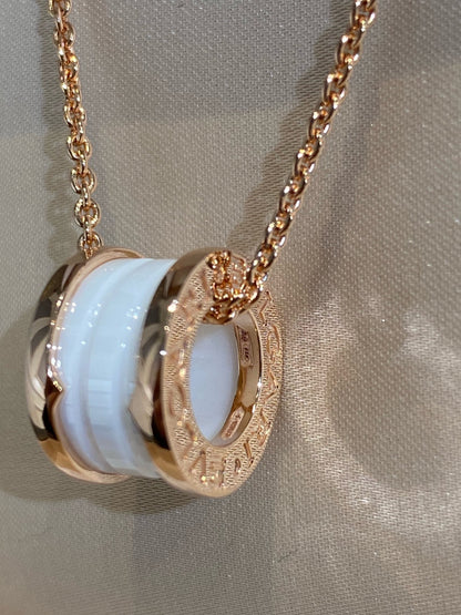 [Ornora Jewelry]ZERO 1 WHITE CERAMIC PINK GOLD NECKLACE
