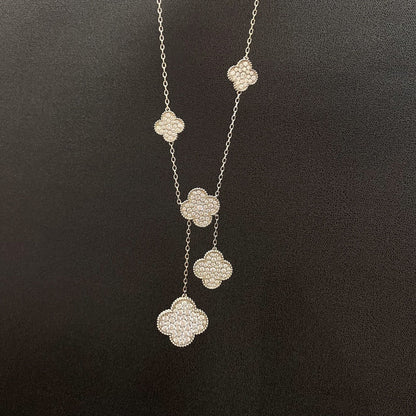 [Ornora Jewelry]CLOVER 5 MOTIFS SILVER DIAMONDS NECKLACE