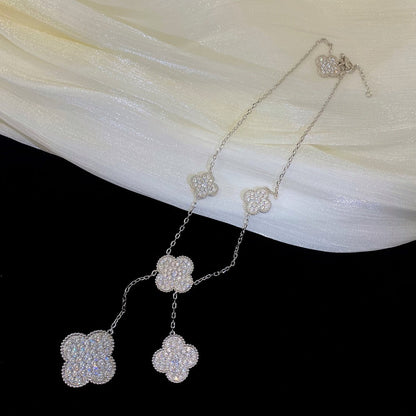 [Ornora Jewelry]CLOVER 5 MOTIFS SILVER DIAMONDS NECKLACE