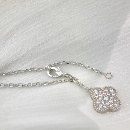 [Ornora Jewelry]CLOVER 5 MOTIFS SILVER DIAMONDS NECKLACE