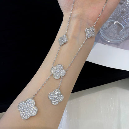[Ornora Jewelry]CLOVER 5 MOTIFS SILVER DIAMONDS NECKLACE