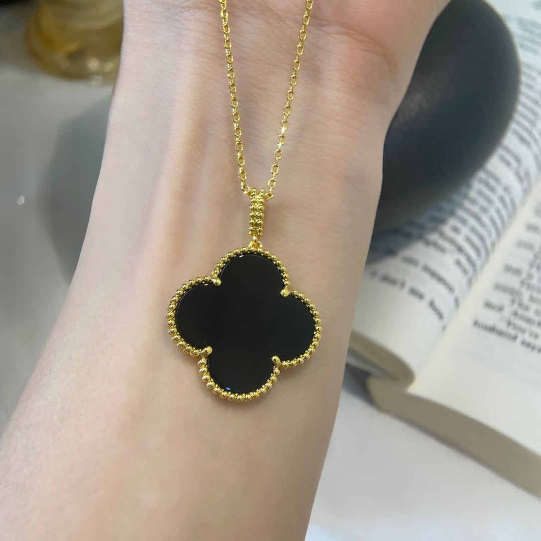 [Ornora Jewelry]CLOVER 25MM NECKLACE GOLD ONYX