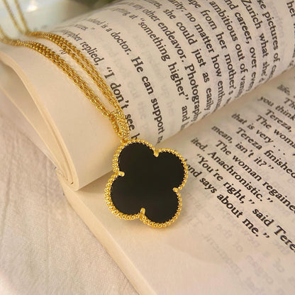 [Ornora Jewelry]CLOVER 25MM NECKLACE GOLD ONYX