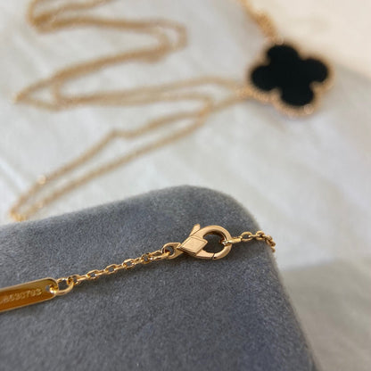 [Ornora Jewelry]CLOVER 25MM NECKLACE GOLD ONYX