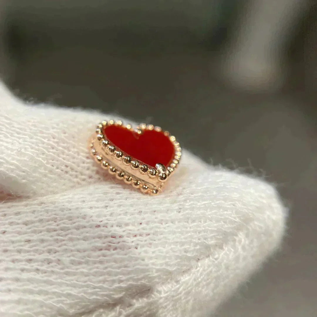 [Ornora Jewelry]HEART CARNELIAN STUD EARRINGS