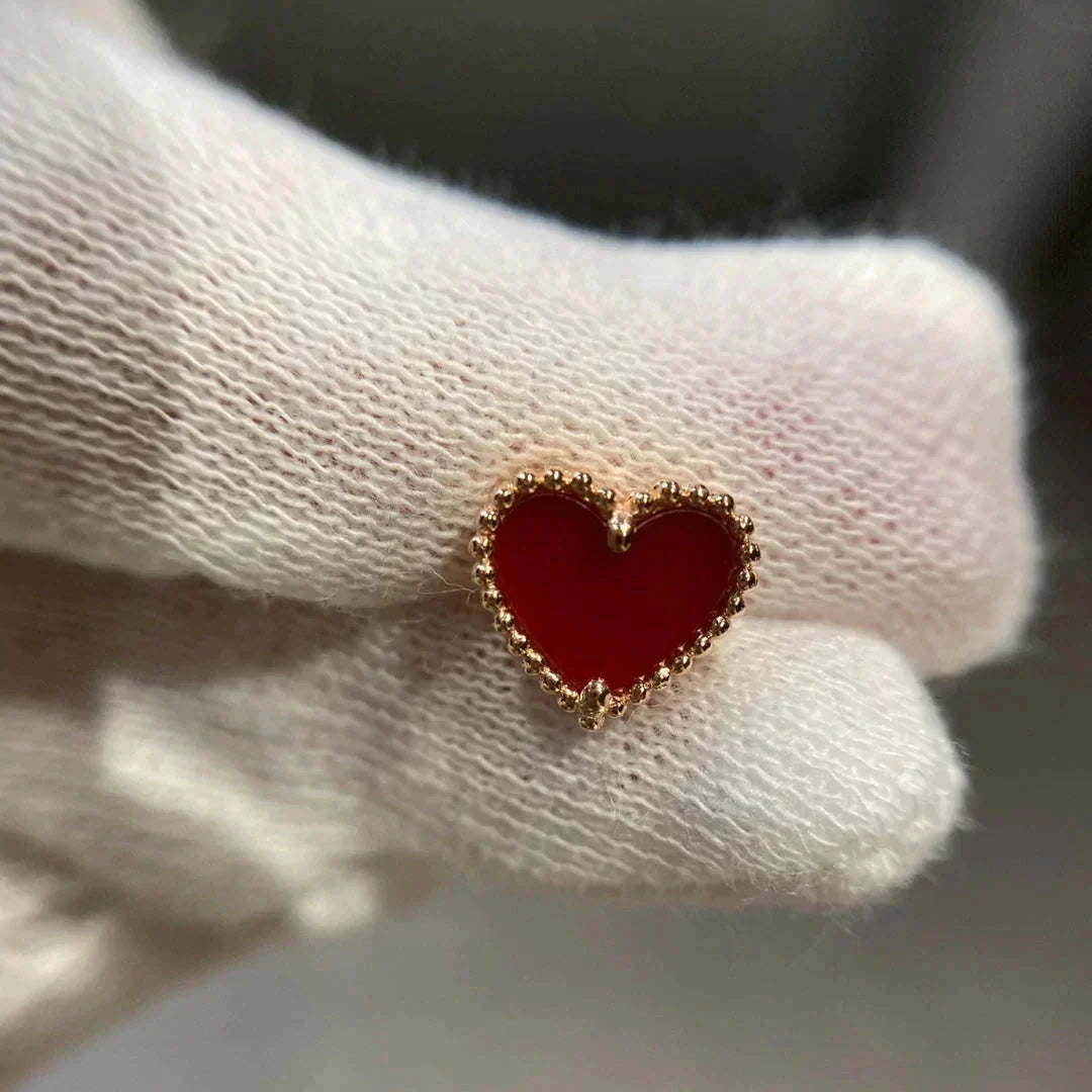 [Ornora Jewelry]HEART CARNELIAN STUD EARRINGS