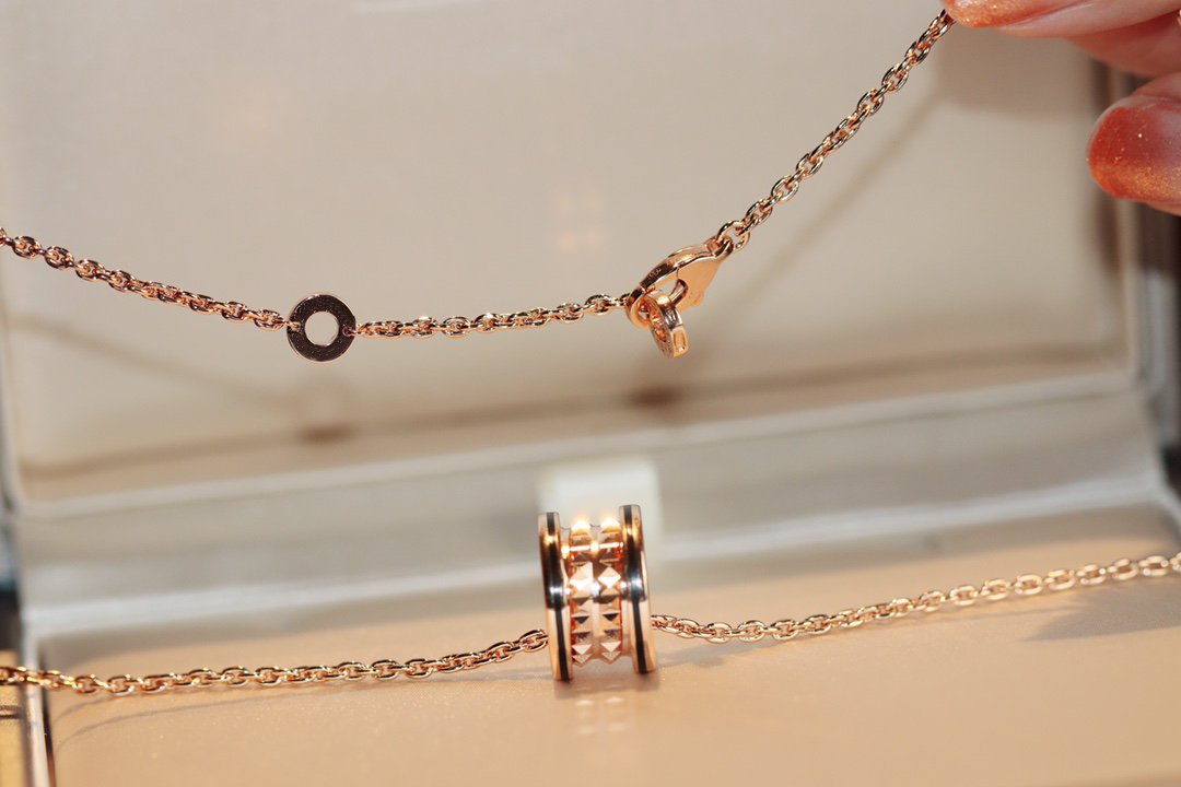 [Ornora Jewelry]ZERO 1 ROCK PEDANT PINK GOLD BLACK NECKLACE