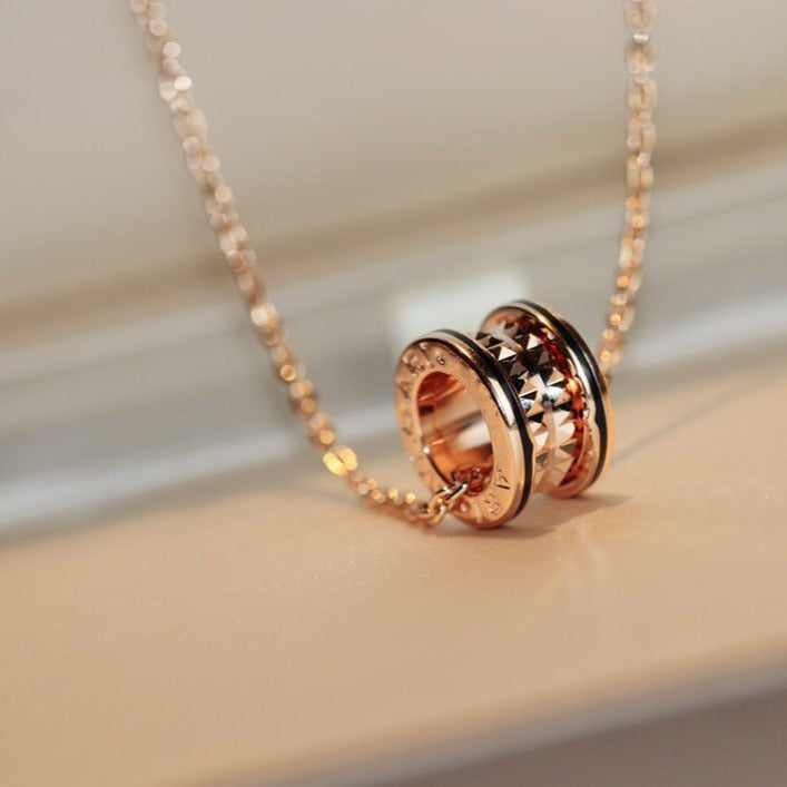 [Ornora Jewelry]ZERO 1 ROCK PEDANT PINK GOLD BLACK NECKLACE