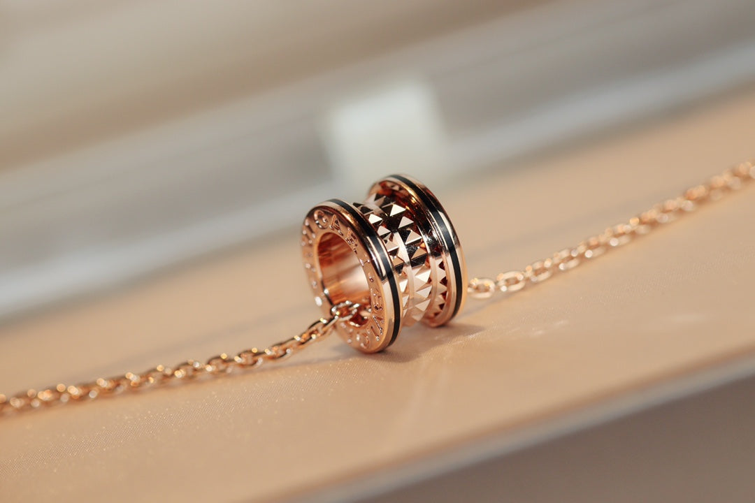 [Ornora Jewelry]ZERO 1 ROCK PEDANT PINK GOLD BLACK NECKLACE