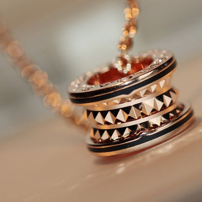 [Ornora Jewelry]ZERO 1 ROCK PEDANT PINK GOLD BLACK NECKLACE