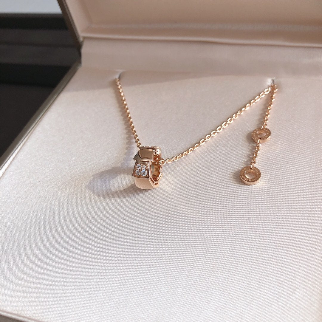 [Ornora Jewelry]SERPENTI PEDANT DIAMOND PINK GOLD NECKLACE