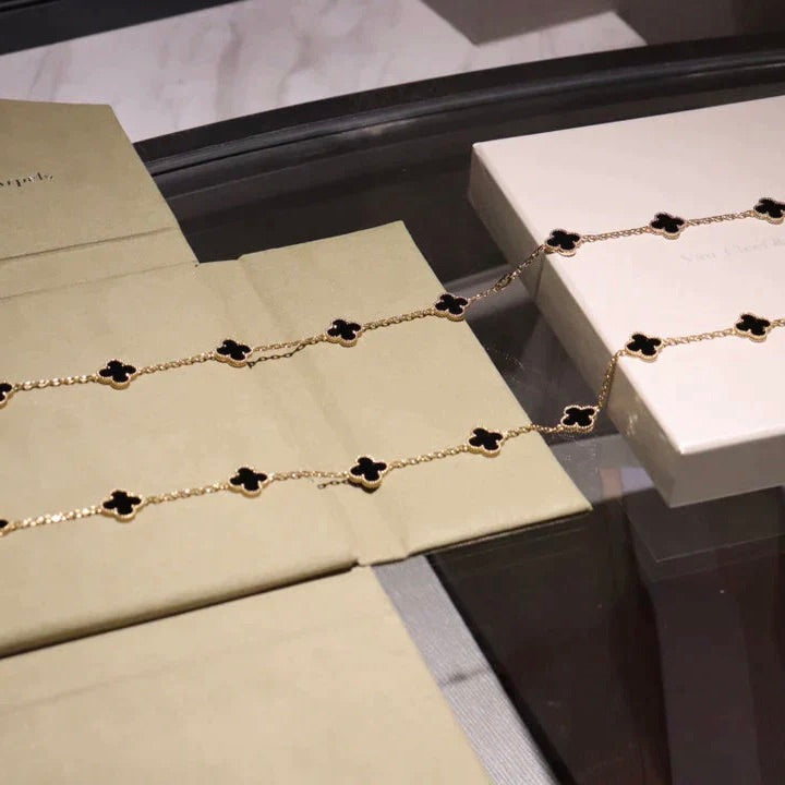 [Ornora Jewelry]CLOVER 20 MOTIFS ONYX NECKLACE