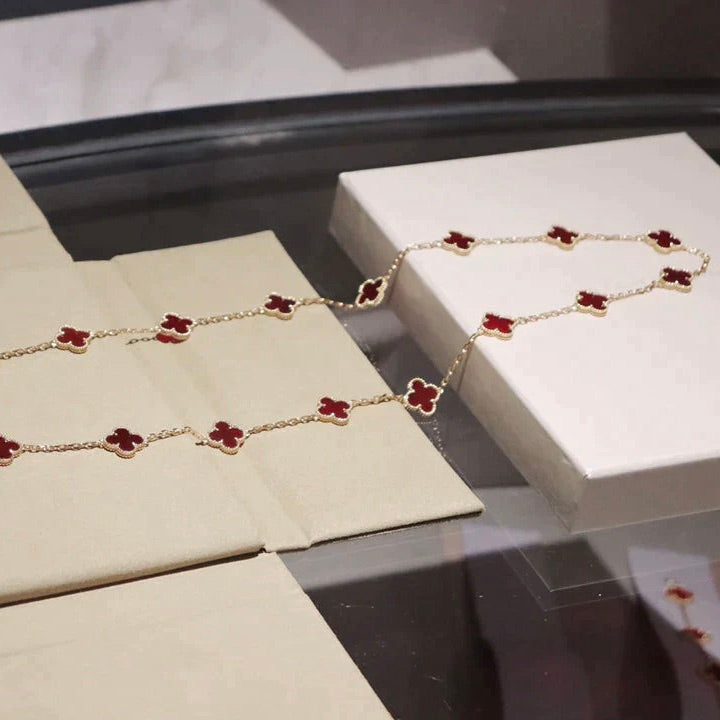 [Ornora Jewelry]CLOVER 20 MOTIFS CARNELIAN NECKLACE