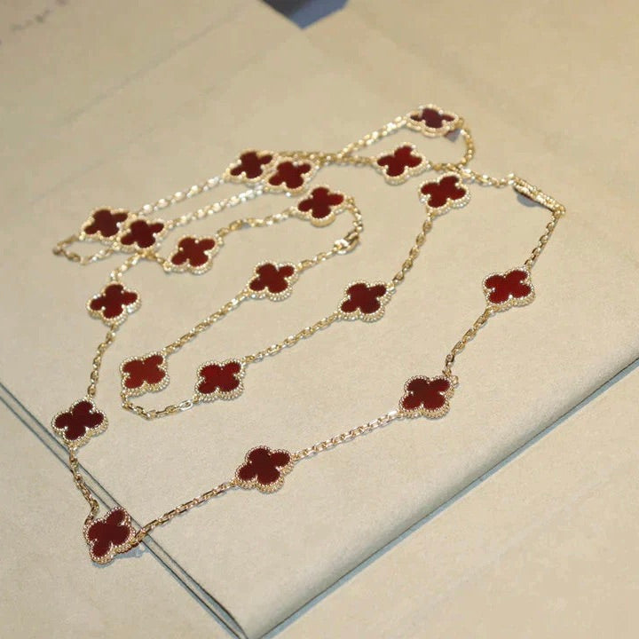 [Ornora Jewelry]CLOVER 20 MOTIFS CARNELIAN NECKLACE